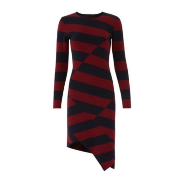 Slate & Willow Sweater asymmetrical hem stripe dress - Picture 2 of 10
